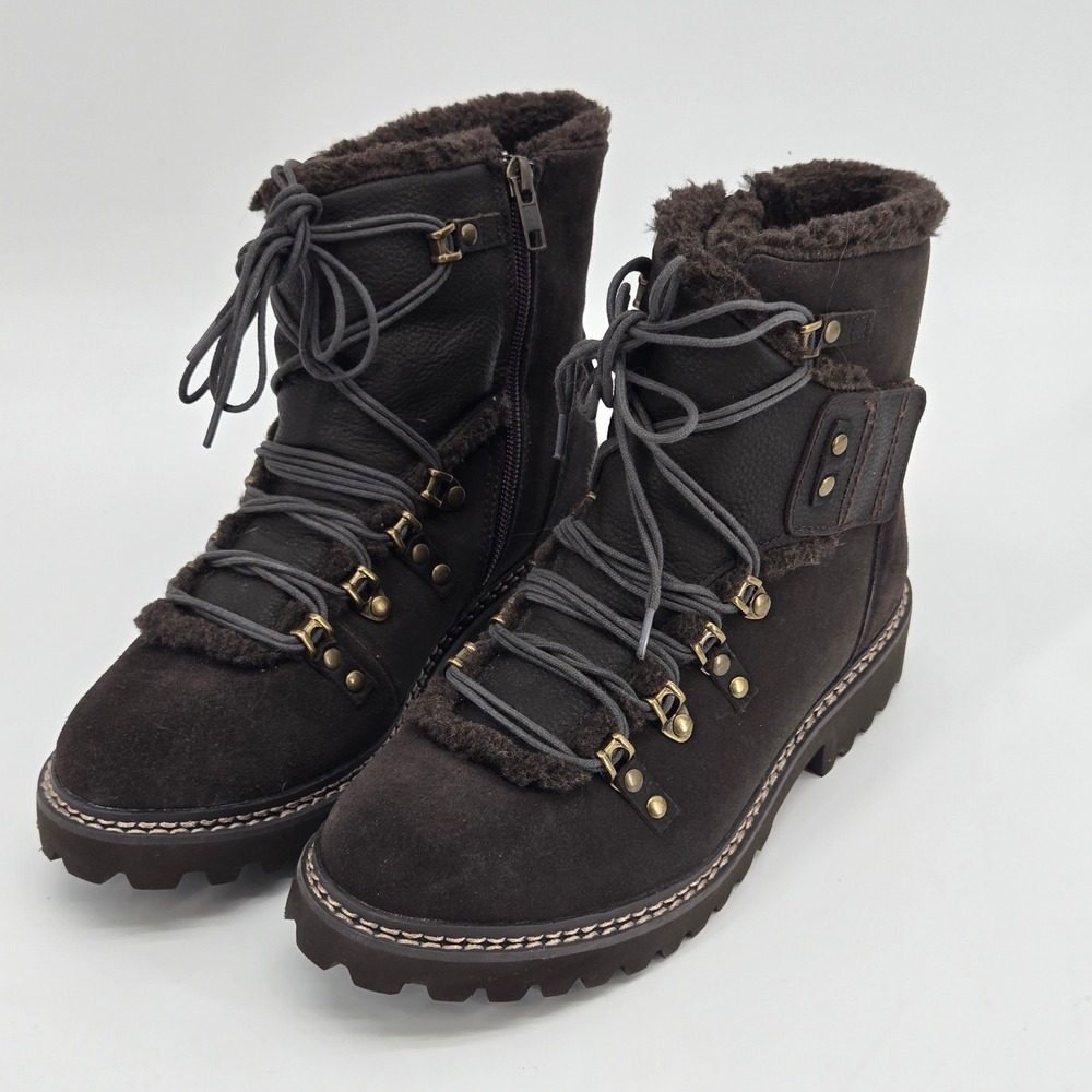 Kodiak Glacier Dark Brown Suede Faux Fur Waterproof Winter Boots Womens 7.5M
